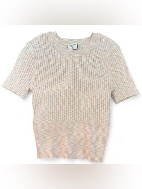 Abercrombie & Fitch Ribbed Crew Neck Top - Light Pink Heather XS